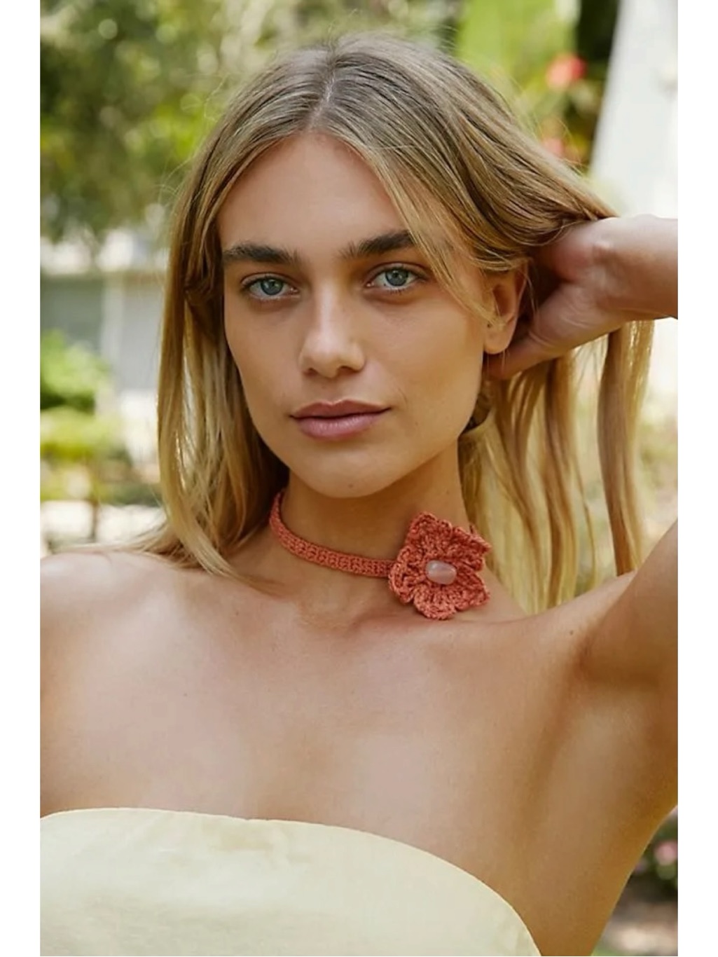 Free People Bohemian Beachy Crochet Flower 70s Olympus Choker Nwt Blush Sienna